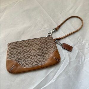 Coach Brown Signature Pattern Wristlet